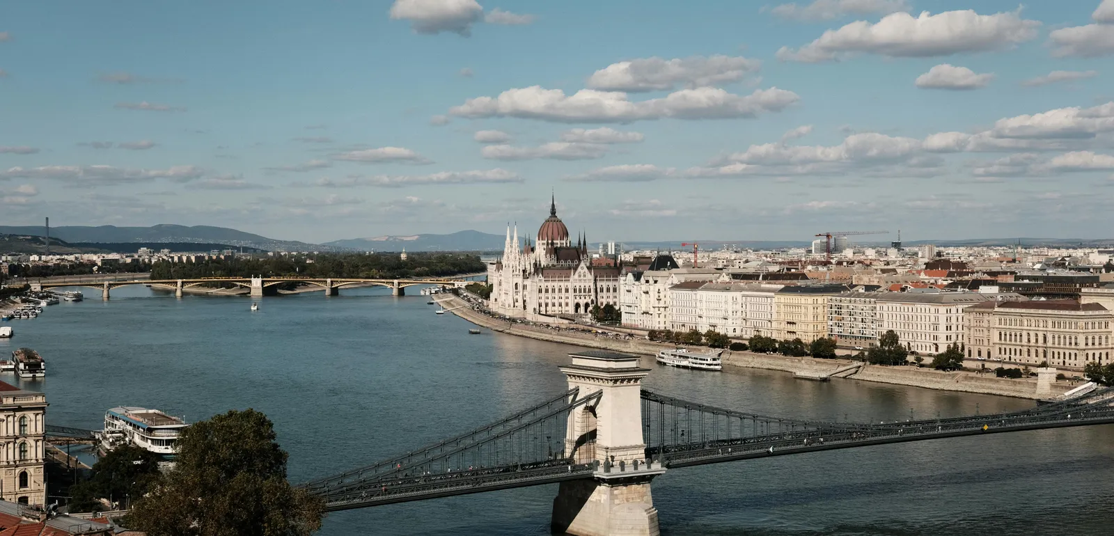 The danube river and chain bridge in budapest