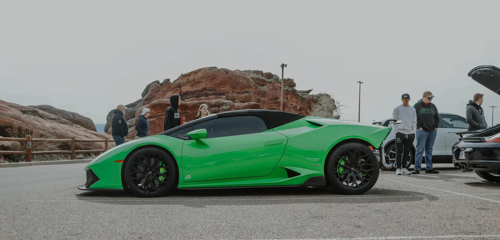 A Lamborghini Huracan on a Parking Lot at Red Rocks, Colorado